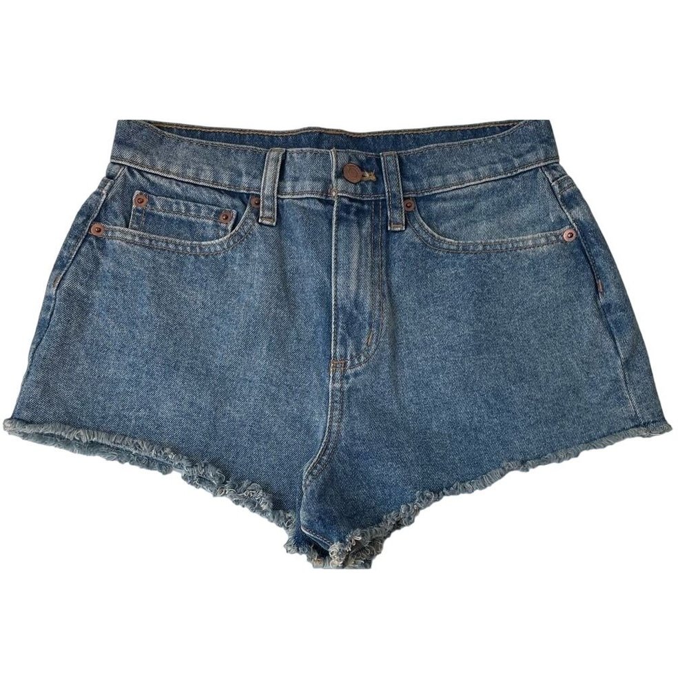 Victorias Secret PINK Womens Jean Shorts Blue Cut Off Frayed 100% Cotton Mini 4